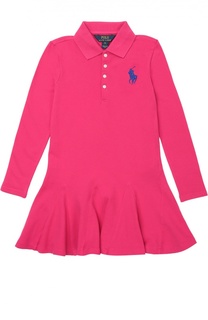 Хлопковое платье с длинными рукавами Polo Ralph Lauren