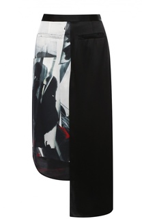 Юбка асимметричного кроя с контрастным принтом DKNY
