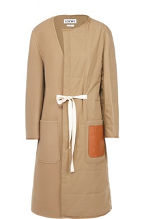 Пальто с регулируемым поясом и накладными карманами Loewe