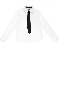 Хлопковая рубашка с декоративным галстуком Giorgio Armani