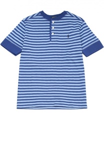 Хлопковая футболка хенли в полоску Polo Ralph Lauren