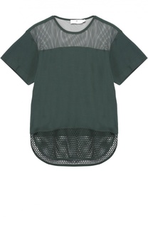 Футболка прямого кроя с полупрозрачными вставками Adidas by Stella McCartney