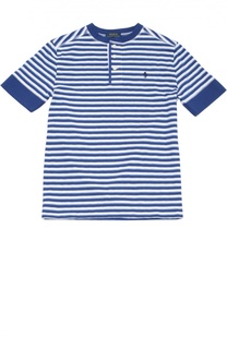 Хлопковая футболка хенли в полоску Polo Ralph Lauren
