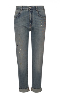 Укороченные джинсы с отворотами и декоративной отделкой Stella McCartney