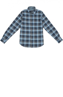 Хлопковая рубашка в клетку с воротником кент Dal Lago