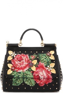 Сумка Sicily medium с вышивкой и металлическим декором Dolce &amp; Gabbana
