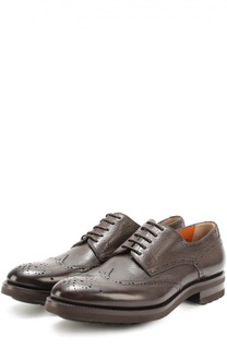 Кожаные дерби с брогированием Santoni