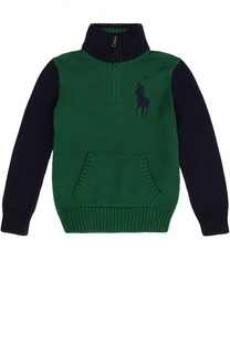 Хлопковый свитер с воротником на молнии Polo Ralph Lauren
