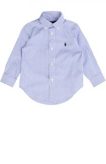 Хлопковая рубашка в полоску с воротником button down Polo Ralph Lauren