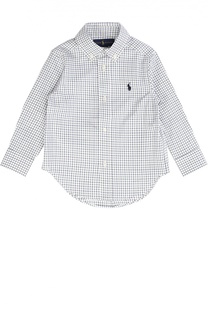 Хлопковая рубашка в клетку с воротником button down Polo Ralph Lauren