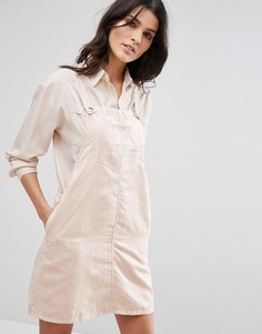 AX Paris Faux Suede Dungaree Dress - Розовый