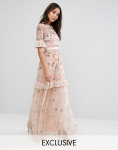 Платье макси с отделкой Needle &amp; Thread - Розовый