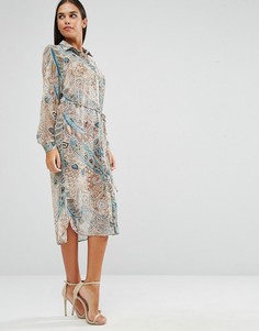 Шифоновое платье‑рубашка с принтом пейсли AX Paris - Мульти