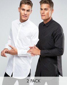 2 супердлинные рубашки (белая/черная) ASOS - СКИДКА 15 - Мульти