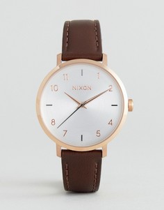 Часы цвета розового золота с коричневым кожаным ремешком Nixon A1091-2369 - Коричневый