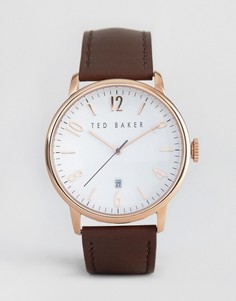 Классические часы с кожаным ремешком и корпусом цвета розового золота Ted Baker - Коричневый