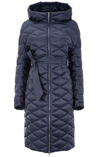 Утепленное стеганое пальто с поясом Clasna