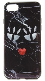 Чехол для iPhone 7 с принтом под черный мрамор и изображением монстра Iphoria