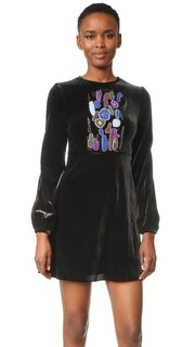 Бархатное платье с расклешенными рукавами Cynthia Rowley