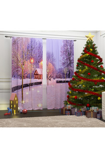 Фотошторы "Снежный вечер" Сирень