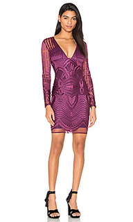 Embroidered mesh plunge dress - Lavish Alice