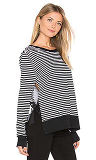 Stripe side slit sweatshirt - Pam &amp; Gela