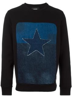 star patch denim inset sweatshirt Diesel