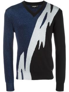 Tiger Flash lamé V-neck jumper Dsquared2