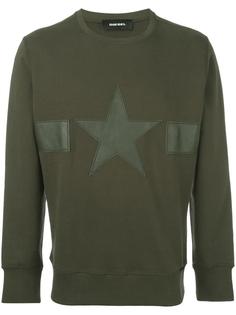 star patch ribbed trim sweatshirt Diesel