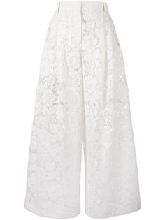 кружевные гипюровые широкие брюки Valentino