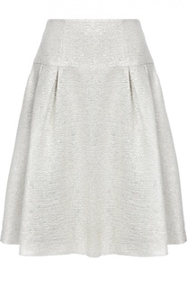 Шелковая юбка с завышенной талией и металлизированной отделкой Oscar de la Renta
