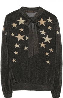 Полупрозрачная блуза с принтом в виде звезд и воротником-аскот Roberto Cavalli
