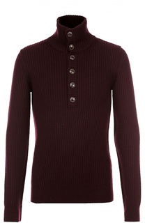 Шерстяной свитер фактурной вязки с воротником на пуговицах Dolce &amp; Gabbana