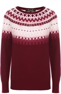 Кашемировый пуловер прямого кроя с ярким принтом Loro Piana