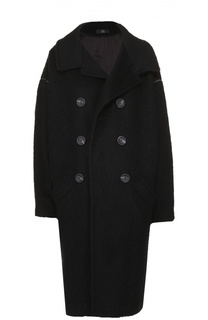 Двубортное пальто прямого кроя с отложным воротником Yohji Yamamoto