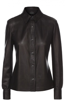 Кожаная блуза прямого кроя с перфорацией Tom Ford