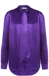 Шелковая блуза прямого кроя с воротником аскот Balenciaga