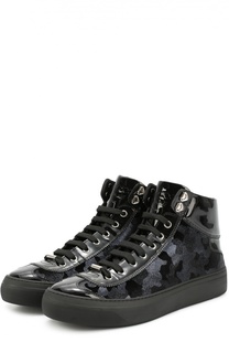 Высокие текстильные кеды Argyle с кожаной отделкой Jimmy Choo