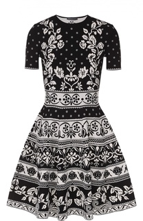 Приталенное мини-платье с коротким рукавом и контрастным принтом Alexander McQueen