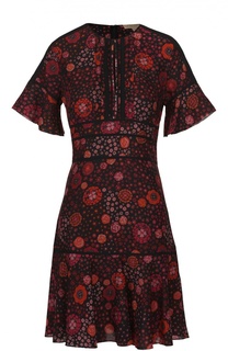 Шелковое мини-платье с коротким рукавом и контрастным принтом Burberry Brit