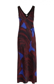 Платье-макси с V-образным вырезом и высоким разрезом DKNY