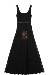 Приталенное платье с пышной кружевной юбкой Elie Saab