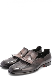 Кожаные лоферы с брогированием Santoni