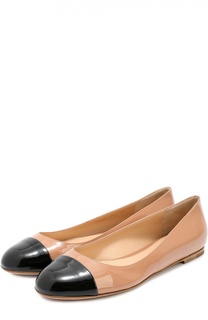 Лаковые балетки с контрастным мысом Gianvito Rossi