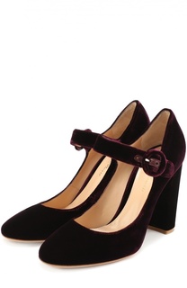 Бархатные туфли Lorraine с ремешком Gianvito Rossi