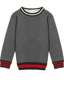 Хлопковый свитшот с контрастными манжетами и воротником Gucci