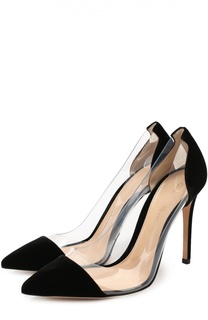 Бархатные туфли Plexi на шпильке Gianvito Rossi