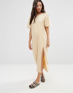 Zulu &amp; Zephyr Exposure T-Shirt Maxi Dress - Бежевый