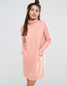 Платье-джемпер с высокой горловиной ASOS LOUNGE - Розовый