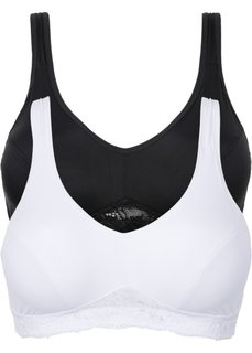 Бюстгальтер без косточек (2 изд.), чашка D (черный + белый) Bonprix